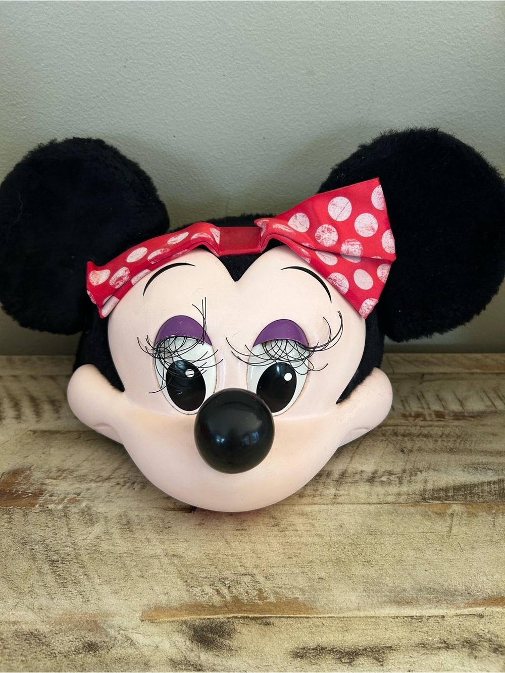 Vintage 90s Disney World Minnie Mouse 3D Molded Face Snapback Hat Ears Cap